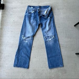 Mens American Eagle distressed boot cut jean